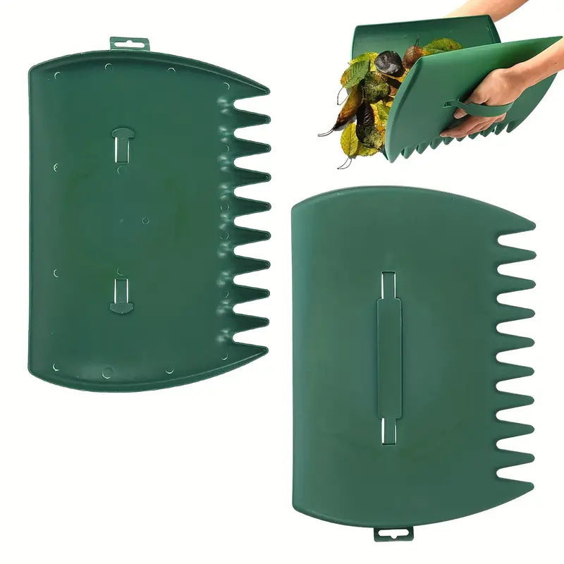 Pair of Horticultural Leaf Rake Hand Tools Set Large Plastic Claw Grabber Ideal for Collecting Yard Debris, Grass Clippings, and Scraps Light green
