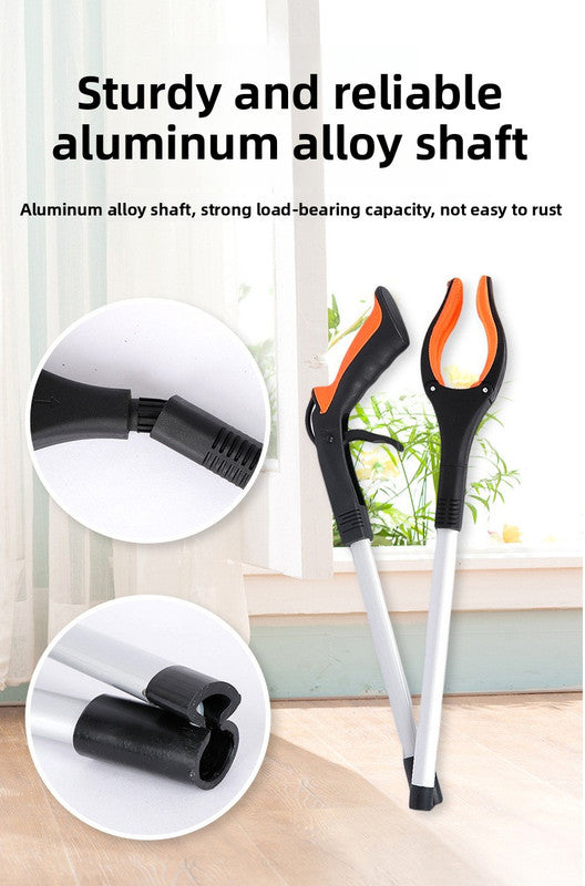 Blue and Black Handle Foldable Grabber Reacher Tool - 83cm Aluminium Litter Picker with Magnetic Tip - Lightweight Mobility Aid for Garden & Home Rubbish Cleanup