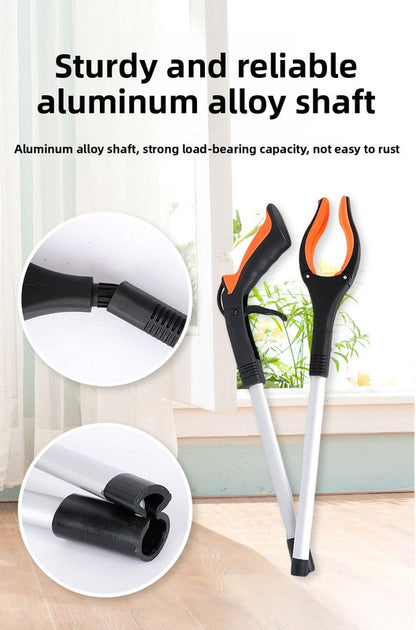 Yellow and Black Handle Foldable Grabber Reacher Tool - 83cm Aluminium Litter Picker with Magnetic Tip - Lightweight Mobility Aid for Garden & Home Rubbish Cleanup