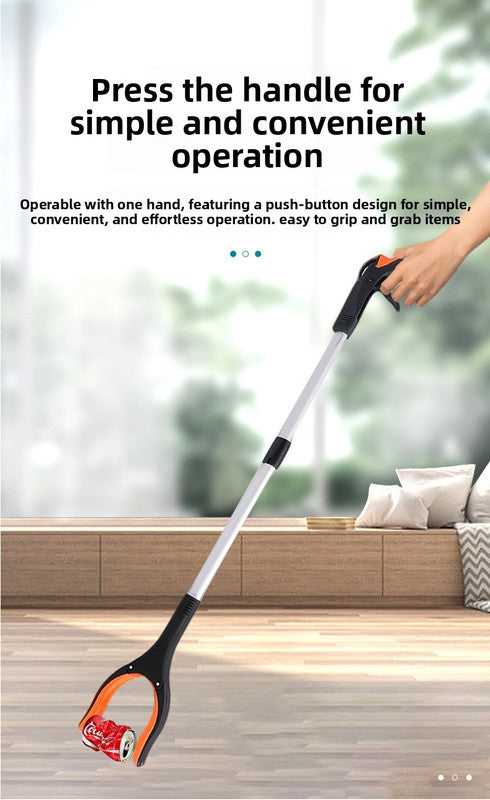 Yellow and Black Handle Foldable Grabber Reacher Tool - 83cm Aluminium Litter Picker with Magnetic Tip - Lightweight Mobility Aid for Garden & Home Rubbish Cleanup