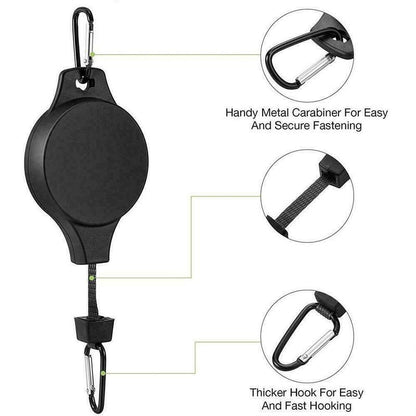 3PCS Black Retractable Hanging Basket Pulley System & 3PCS Heavy Duty Stainless Steel S-Hooks Combo - Garden Plant Hanger(Max Load 5KG)