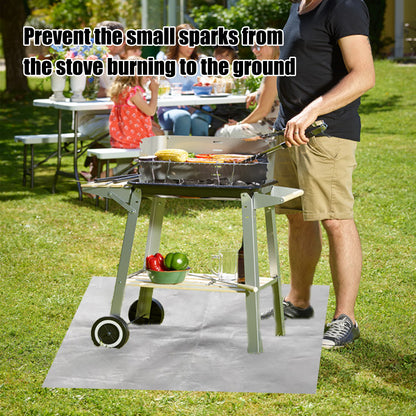 100x100 CM Outdoor Fire Pit Mat and Grill Pad - Up to 500°C Resistant Square Deck Protector for Barbecues, Fire Pits & Smokers