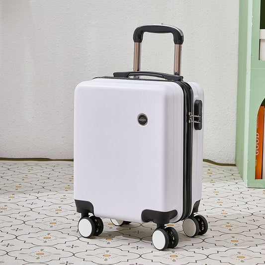 White 14 Inch Lightweight Carry-on Luggage for heights over 1.6m - Underseat & Overhead Cabin Hardside Suitcase