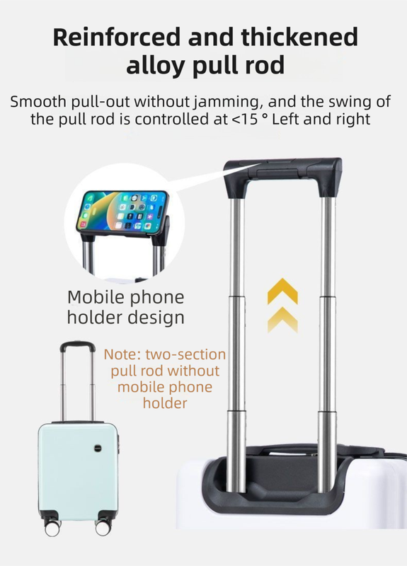 White 14 Inch Lightweight Carry-on Luggage for heights over 1.6m - Underseat & Overhead Cabin Hardside Suitcase with Cup Holder & Phone Stand