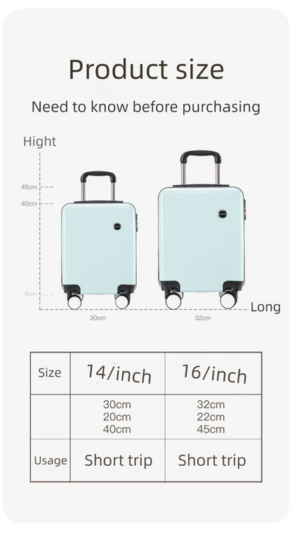 White 14 Inch Lightweight Carry-on Luggage for heights over 1.6m - Underseat & Overhead Cabin Hardside Suitcase with Cup Holder & Phone Stand