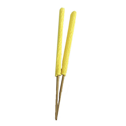 Yellow 3 Pack Microfiber Plant Leaf Cleaning Tongs with Removable Sleeves and Natural Bamboo Handles for Houseplants Maintenance