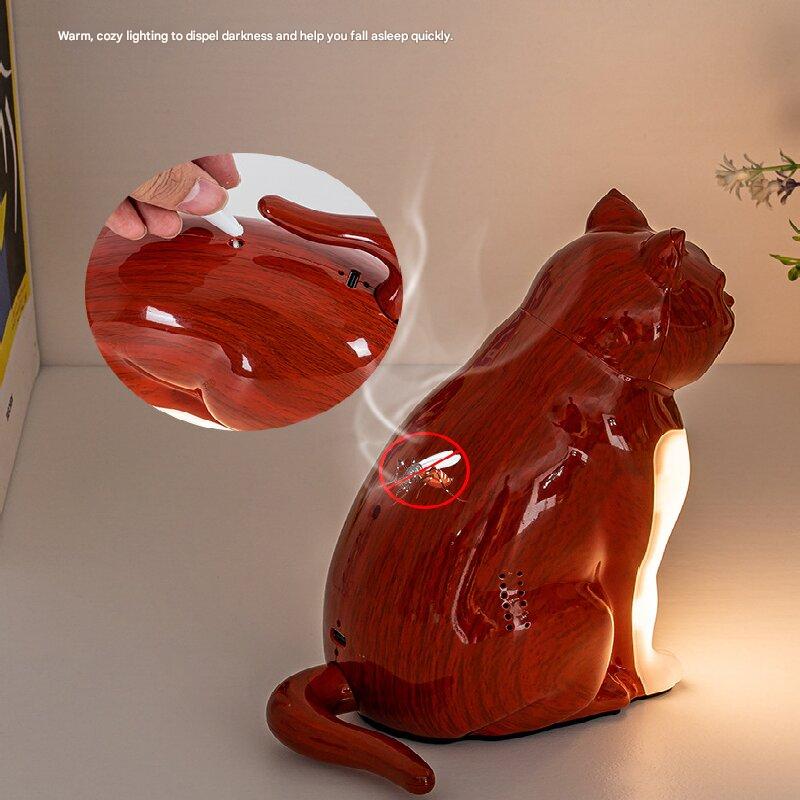 Yellow wood grain Lucky Cat Rechargeable Desk Lamp with Sound and Aromatherapy Function Remote Control Eye Care Night Light for Local Home Bedroom and Modern Living Areas