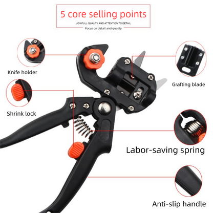 Black Handheld Grafting Shear with Replaceable Blades and Pruning Function for Tree Grafting and Branch Trimming Professional Garden Tool Local Standard Fit