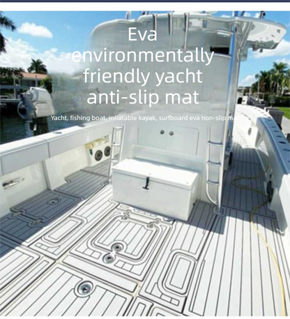 EVA Faux Teak Boat Flooring Sheet Marine Decking Mat Self Adhesive Non Slip Foam for Yacht Caravan & RV (Gold & Black, 240cm x 45cm)