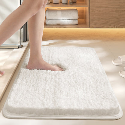 White 50*80cm Luxury 3.5cm Shag Bath Mat | Silver Ion Antibacterial Technology | Quick Dry Non-Slip TPR Bathroom Rug