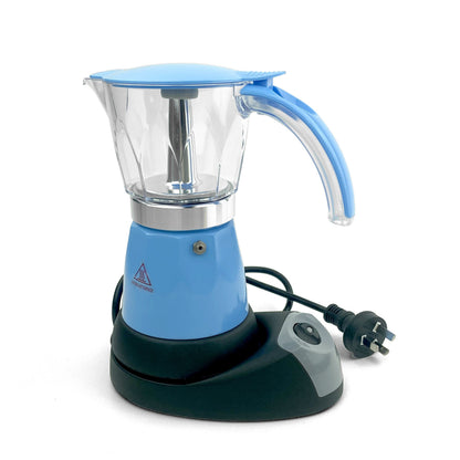 Blue Electric Moka Coffee Maker Espresso Machine Italian Classic 6 Cups Auto Power