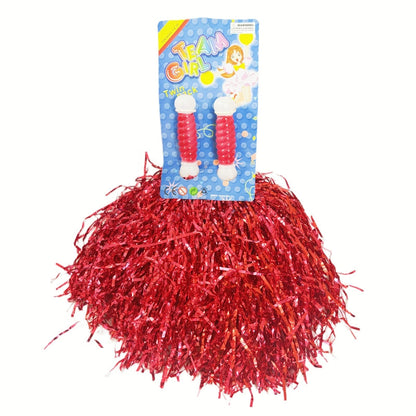4 Sets/8pcs Metallic Team Girls' Cheerleading Dance Party Dress Pom Poms Pompoms - Blue