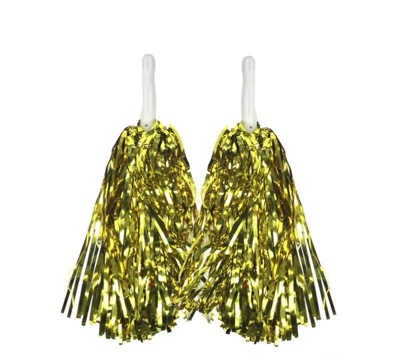 4 Sets/8pcs Metallic Team Girls' Cheerleading Dance Party Dress Pom Poms Pompoms - Silver
