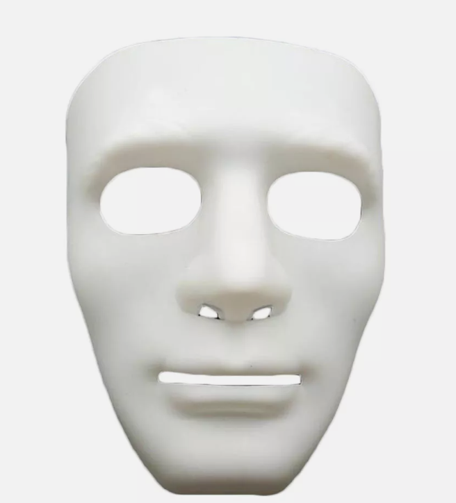 2x Robot Plain Mask Purge Style Halloween Scary Ghost Blank Mask Unisex - 1xBlue +1xWhite