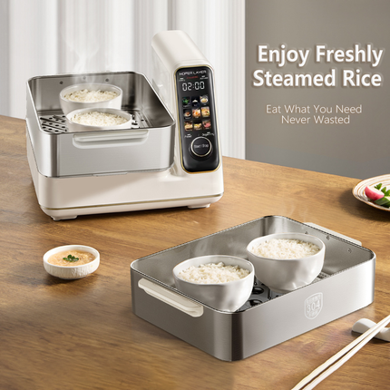 Hoper Layer Electric Food Steamer 16L Large Capacity 10 Second Start 24H Timer Independent Water Tank