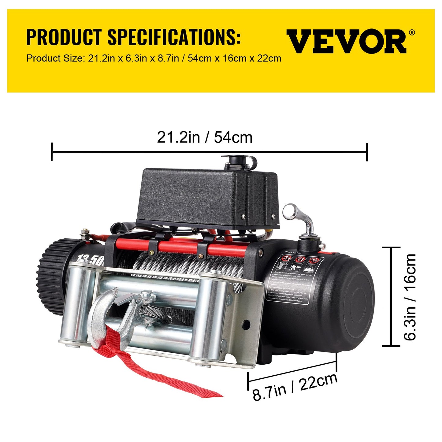 VEVOR Electric Winch Recovery 12v 13500Lb / 6125Kg,Electric Truck Winch with Handle and Wireless Remote Control,13500Lb /6125Kg Electric Truck Winch with 92 ft Strong Steel Cable