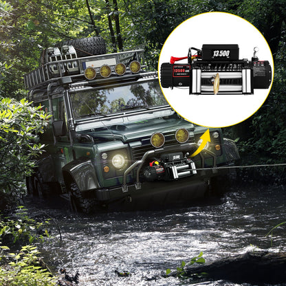 VEVOR Electric Winch 13500lb/6123kg, Steel Cable Recovery Winch 12V, Power Winch with Wireless Remote Control, Handlebar-Mounted Rocker and Powerful Motor for Boats, UTV, ATV Wrangler Accessories