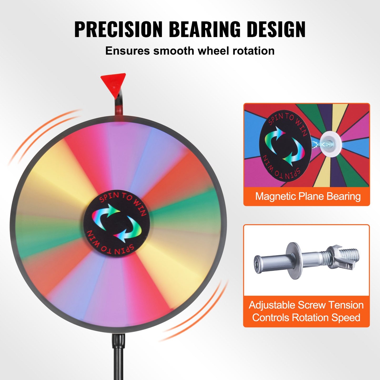 Vevor 18 Inch Tabletop Color Prize Wheel with Folding Tripod Floor Stand 14 Slots Dry Erase