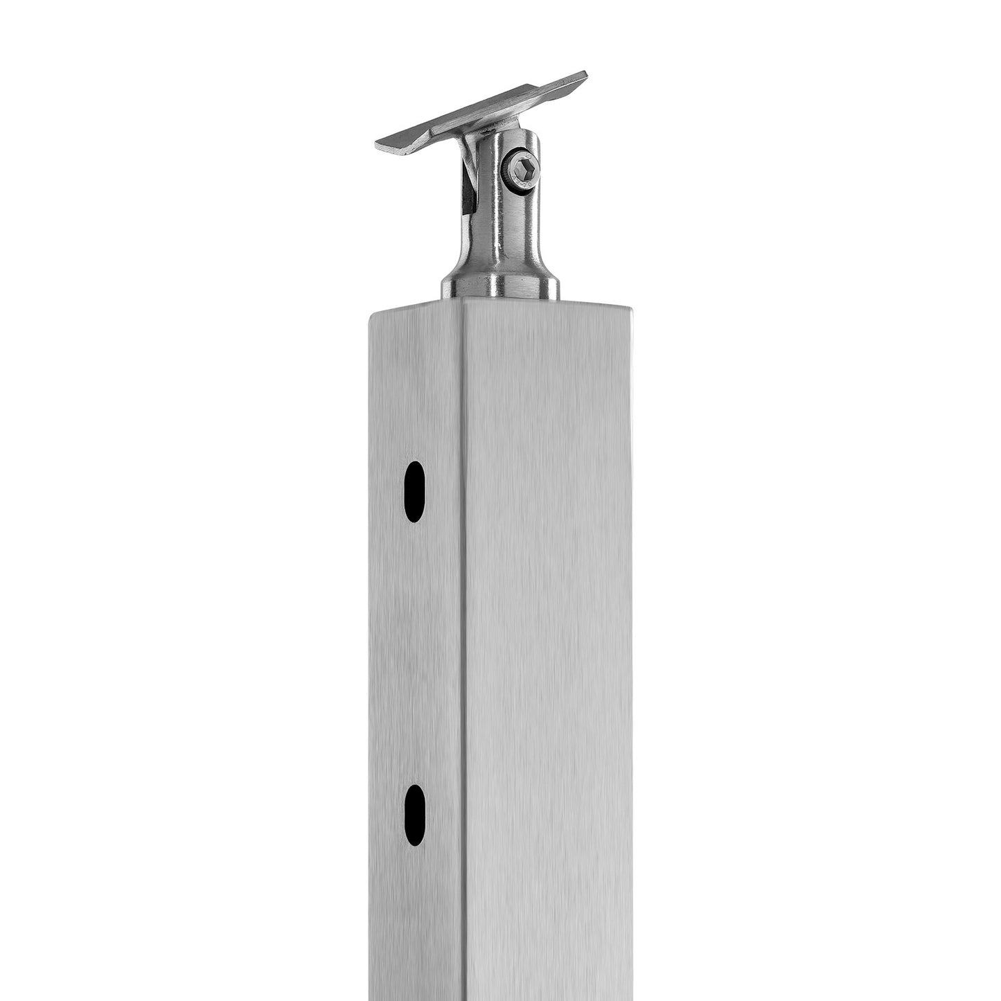 VEVOR Cable Railing Post, 36" x 2" x 2" Steel Horizontal Hole Deck Railing Post, 10 Pre-Drilled Holes, SUS304 Stainless Steel Cable Rail Post with Horizontal and Curved Bracket, 1-Pack, Silver, 91.4*5*5 cm
