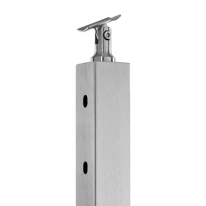 VEVOR Cable Railing Post, 36" x 2" x 2" Steel Horizontal Hole Deck Railing Post, 10 Pre-Drilled Holes, SUS304 Stainless Steel Cable Rail Post with Horizontal and Curved Bracket, 1-Pack, Silver, 91.4*5*5 cm