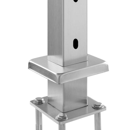 VEVOR Cable Railing Post, 36" x 2" x 2" Steel Horizontal Hole Deck Railing Post, 10 Pre-Drilled Holes, SUS304 Stainless Steel Cable Rail Post with Horizontal and Curved Bracket, 1-Pack, Silver, 91.4*5*5 cm