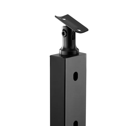 VEVOR Cable Railing Post, 36" x 1" x 2" Angled Hole Stair Railing Post, 10 Pre-Drilled Holes, SUS304 Stainless Steel Cable Rail Post with Horizontal and Curved Bracket, 1-Pack, Black, 91.4*2.5*5 cm