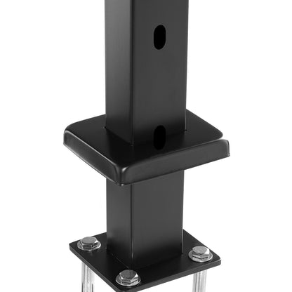 VEVOR Cable Railing Post, 36" x 1" x 2" Angled Hole Stair Railing Post, 10 Pre-Drilled Holes, SUS304 Stainless Steel Cable Rail Post with Horizontal and Curved Bracket, 1-Pack, Black, 91.4*2.5*5 cm