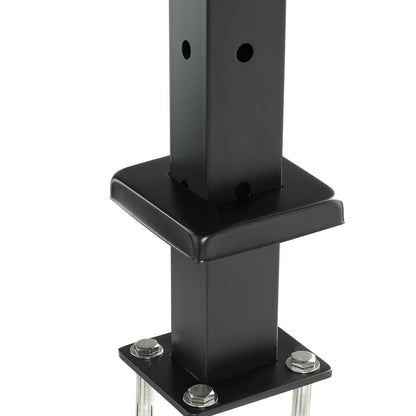 VEVOR Cable Railing Post, 36" x 1" x 2" Steel L-Shaped Hole Corner Railing Post, 10 Pre-Drilled Holes, SUS304 Stainless Steel Cable Rail Post with Horizontal and Curved Bracket, 1-Pack, Black ,91.4*2.5*5 cm