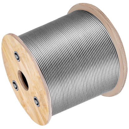 VEVOR 1/8 Stainless Steel Cable Railing 500ft, Wire Rope 316 Marine Grade, Braided Aircraft Cable 7x7 Strands Construction for Deck Rail Balusters Stair Handrail Porch Fence