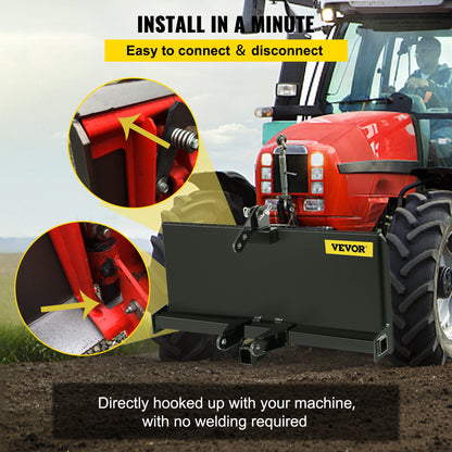 VEVOR 3 Point Attachment Adapter Skid Steer Trailer Hitch Front Loader Case