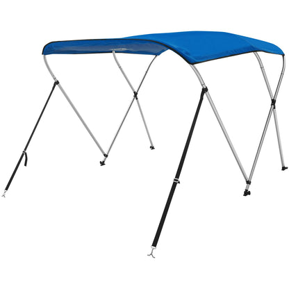 3 Bow Bimini Top Boat Cover, 900D Polyester Canopy with 1" Aluminum Alloy Frame, Waterproof and Sun Shade, Includes Storage Boot, 2 Support Poles, 4 Straps, 6'L x 46"H x 54"-60"W, Pacific Blue