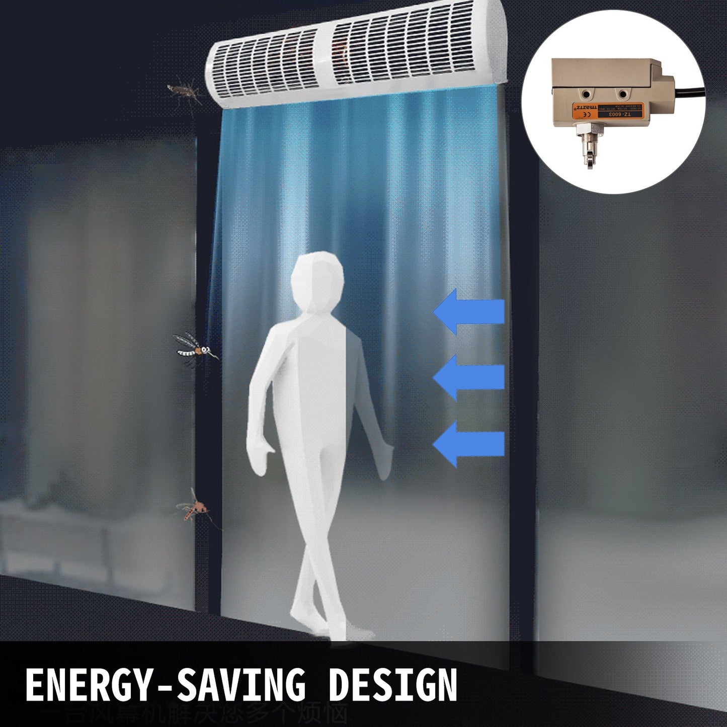 Vevor 900mm Overhead Door Electric Air Curtain w/Limit Switch 3 Speeds Commercial