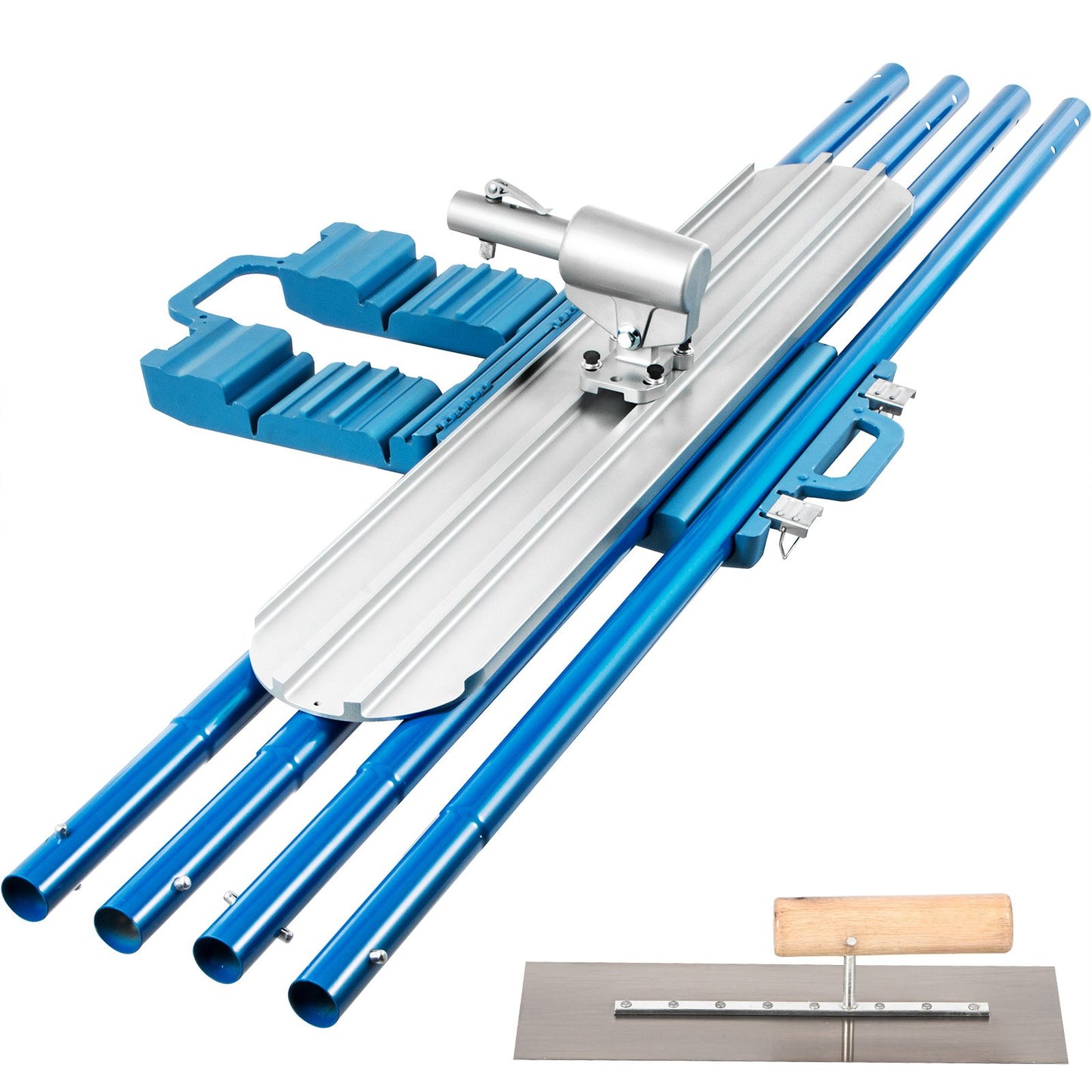 VEVOR Bull Float Magnesium Concrete Float 48 x 8" Round End Concrete Float Tool Cement Tool Bull Concrete Kit Bull Float with 4 Float Handle Bull Float Bracket Concrete Tools Finishing Bull Float