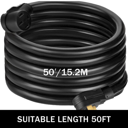 VEVOR 50Ft 50 Amp RV Power Cord Durable Heavy Duty RV Extension Cord Copper Wire RV Cord Power Supply Cable for Trailer Motorhome Camper