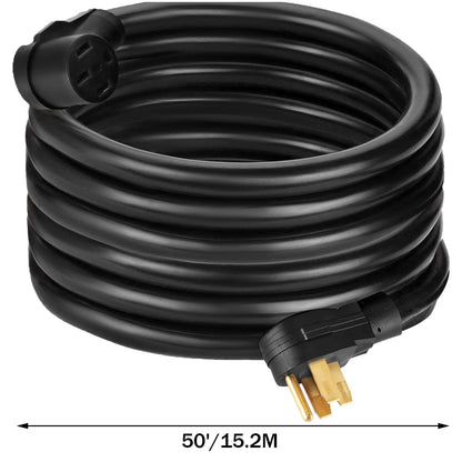 VEVOR 50Ft 50 Amp RV Power Cord Durable Heavy Duty RV Extension Cord Copper Wire RV Cord Power Supply Cable for Trailer Motorhome Camper