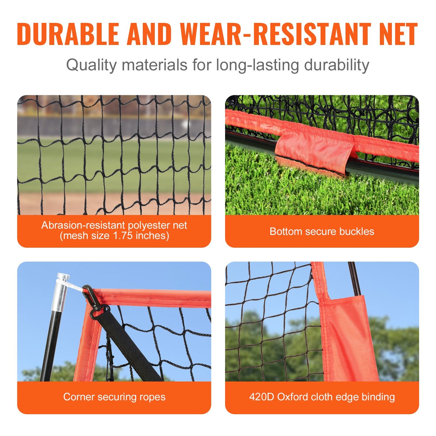 VEVOR 7x7 Baseball Softball Practice Net, Portable Baseball Training Net for Hitting Catching Pitching, Backstop Baseball Equipment with Bow Frame, Carry Bag, Strike Zone, Ball, Tee, Ball Collector