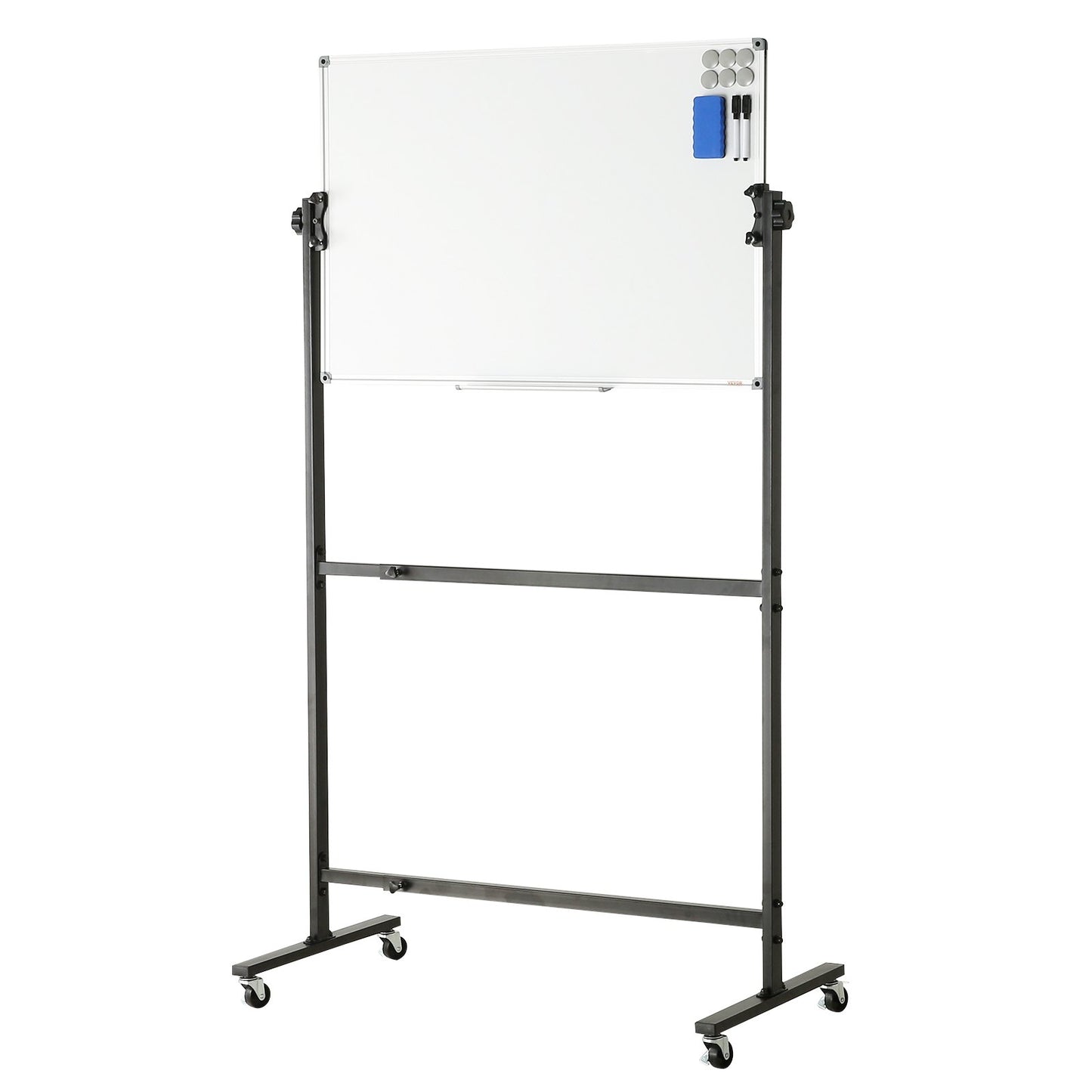 VEVOR 91.5x61cm Rolling Magnetic Whiteboard, Double-sided Mobile Whiteboard, Adjustable Height Dry Erase Board with Wheels, 1 Magnetic Erase & 3 Dry Erase Markers & Movable Tray Office, School