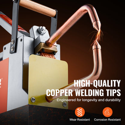 VEVOR Portable Spot Welder, 1/8-inch Thick Spot Welder Machine with 8KVA Input Capacity, Handheld Welding Tip Gun Metal Sheet Spot Welding Machine for Carbon Steel, Aluminum Sheet