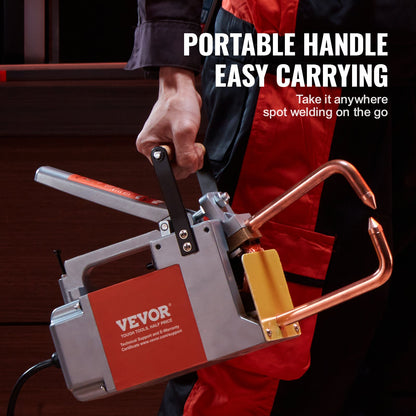 VEVOR Portable Spot Welder, 1/8-inch Thick Spot Welder Machine with 8KVA Input Capacity, Handheld Welding Tip Gun Metal Sheet Spot Welding Machine for Carbon Steel, Aluminum Sheet