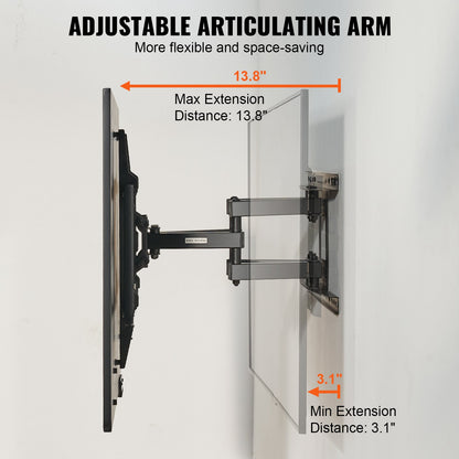 VEVOR Full Motion TV Mount Fits for Most 37-75 inch TVs, Swivel Tilt Horizontal Adjustment TV Wall Mount Bracket with 4 Articulating Arms, Max VESA 600x400mm, Holds up to 132 lbs