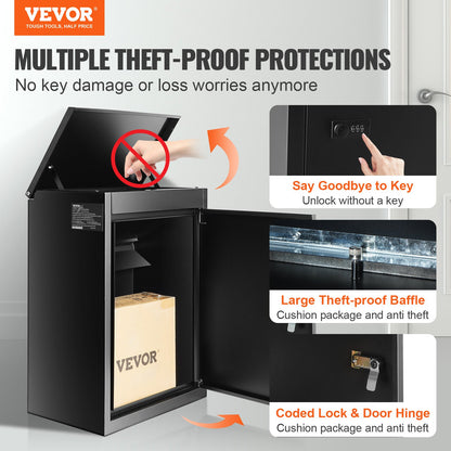VEVOR Package Delivery Boxes for Outside 15.4" x 10.6" x 20.5" with Coded Lock