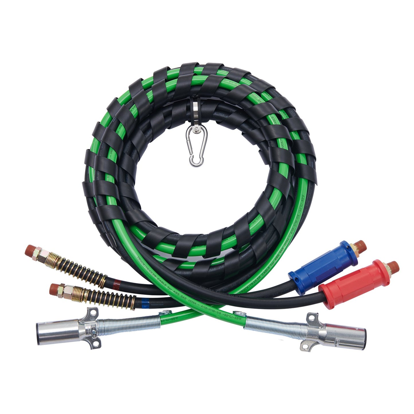 VEVOR 12FT Semi Truck Air Lines Kit with 2PCS Glad Hands, 3-in-1 Air Hoses & 7 Way ABS Electric Power Line, with 2PCS Gladhand Handles, 4PCS Seals and Tender Spring Kit for Semi Truck Trailer Tractor