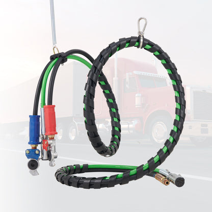 VEVOR 15FT Semi Truck Air Lines Kit, 3-in-1 Air Hoses & ABS Power Line for Semi Truck Trailer Tractor, 7-Way Plug Electrical Cord Cable and Rubber Air Lines Hose Assembly Kit with Hook & Teflon Tape