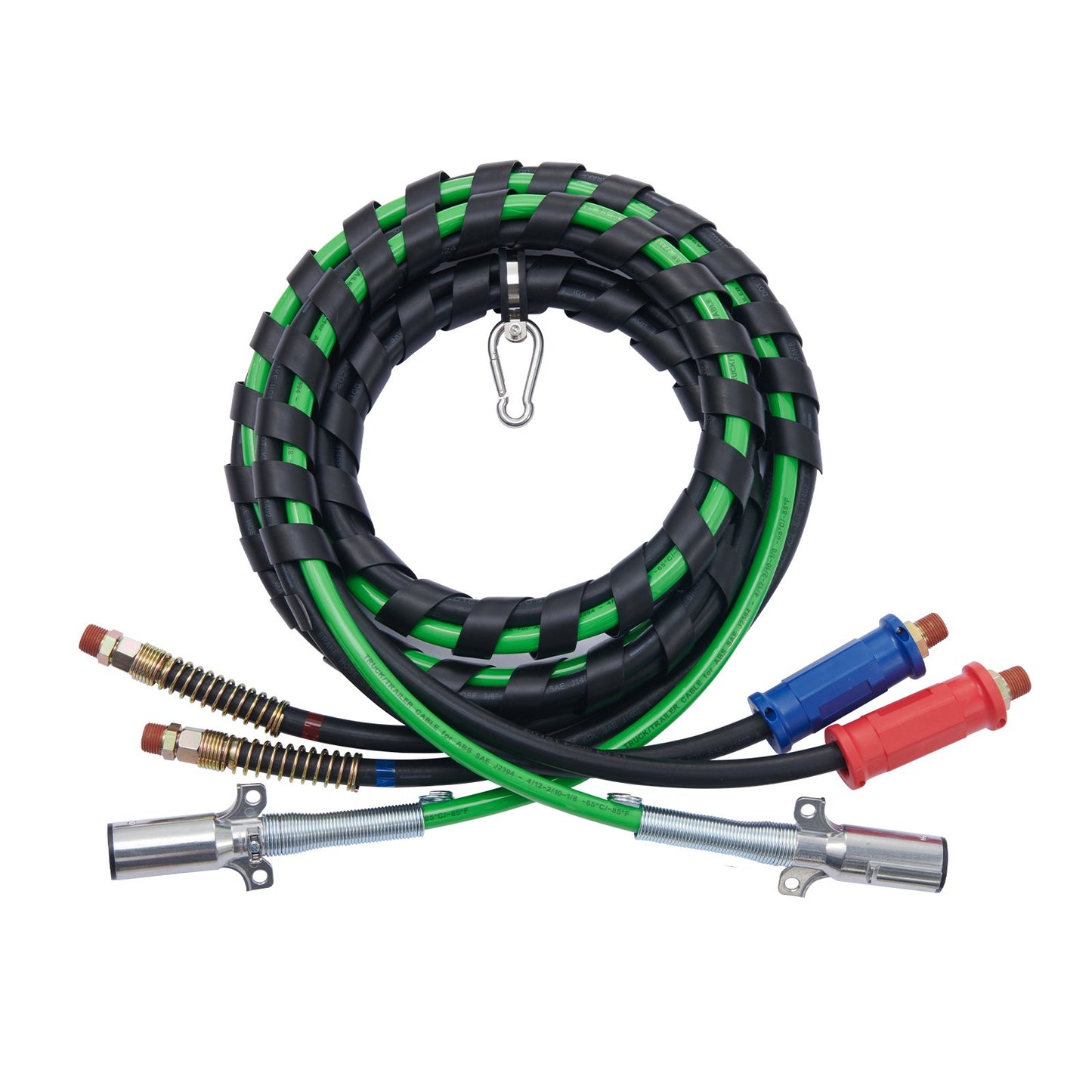 VEVOR 12FT Semi Truck Air Lines Kit, 3-in-1 Air Hoses & ABS Power Line for Semi Truck Trailer Tractor, 7-Way Plug Electrical Cord Cable and Rubber Air Lines Hose Assembly Kit with Hook & Teflon Tape
