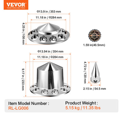 VEVOR Rear&Front Axle Cover Combo Kit ABS Lug Nut Covers with Nut Cover Tools