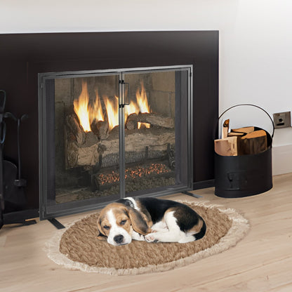 VEVOR Fireplace Screen 1 Panel with Door, Sturdy Iron Mesh Fireplace Screen, 990(L) x780(H)MM Spark Guard Cover, Simple Installation, Free Standing Fire Fence Grate for Living Room Home Decor Modern