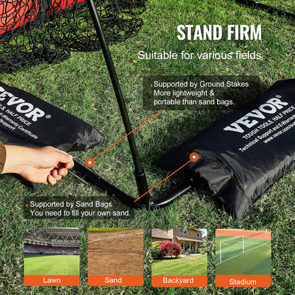 VEVOR 9 Hole Baseball Softball Pitching Net 9 Pocket Hitting Practice 49"x42"