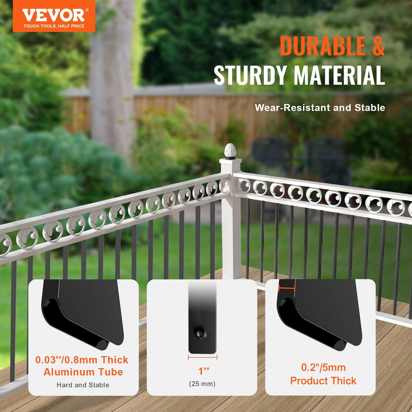 VEVOR Staircase Metal Balusters, 32.28"x1"x0.2" Flat Aluminum Alloy Decorative Banister Spindles, 51 Pack Deck Baluster with Screws, Classic Hollow Deck Railing Satin Black Powder Coated for Porch