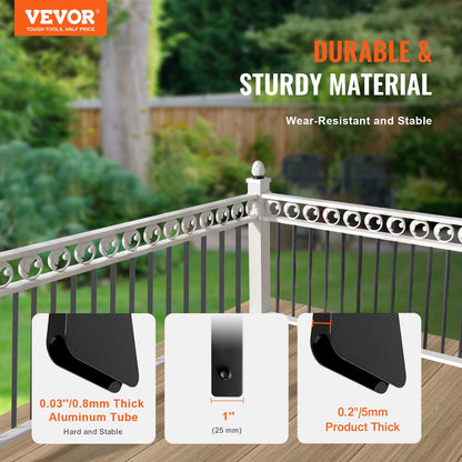 VEVOR Staircase Metal Balusters, 32.28"x1"x0.2" Flat Aluminum Alloy Decorative Banister Spindles, 51 Pack Deck Baluster with Screws, Classic Hollow Deck Railing Satin Black Powder Coated for Porch