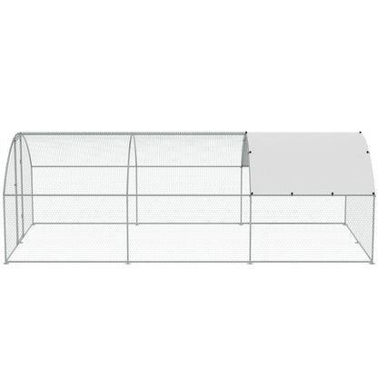 VEVOR Large Metal Chicken Coop with Run, 9.8x19.3x6.5 ft Walk-in Chicken Runs for Yard with Cover, Doom Roof Hen House with Security Lock for Outdoor and Backyard, Farm, Duck Rabbit Cage Poultry Pen